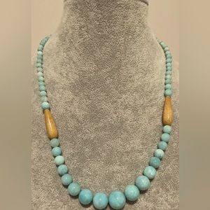 HSN Jay King Sterling Silver Amazonite & Butterscotch Amber Bead Necklace 18"
